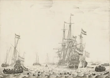 Barcos holandeses cerca de la costa, principios de 1650